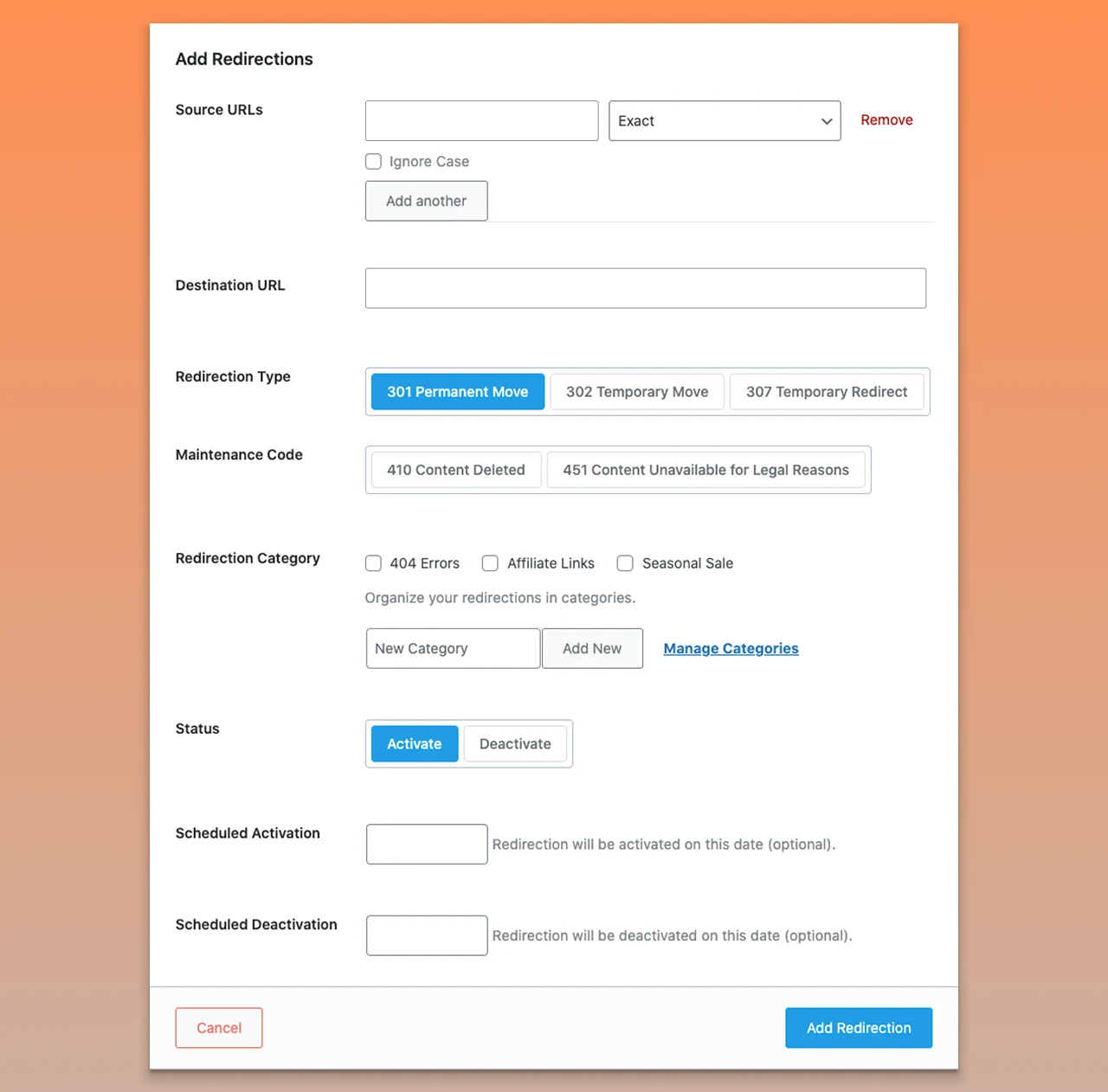 Add redirects from the old HubSpot URL to the new WordPress URL