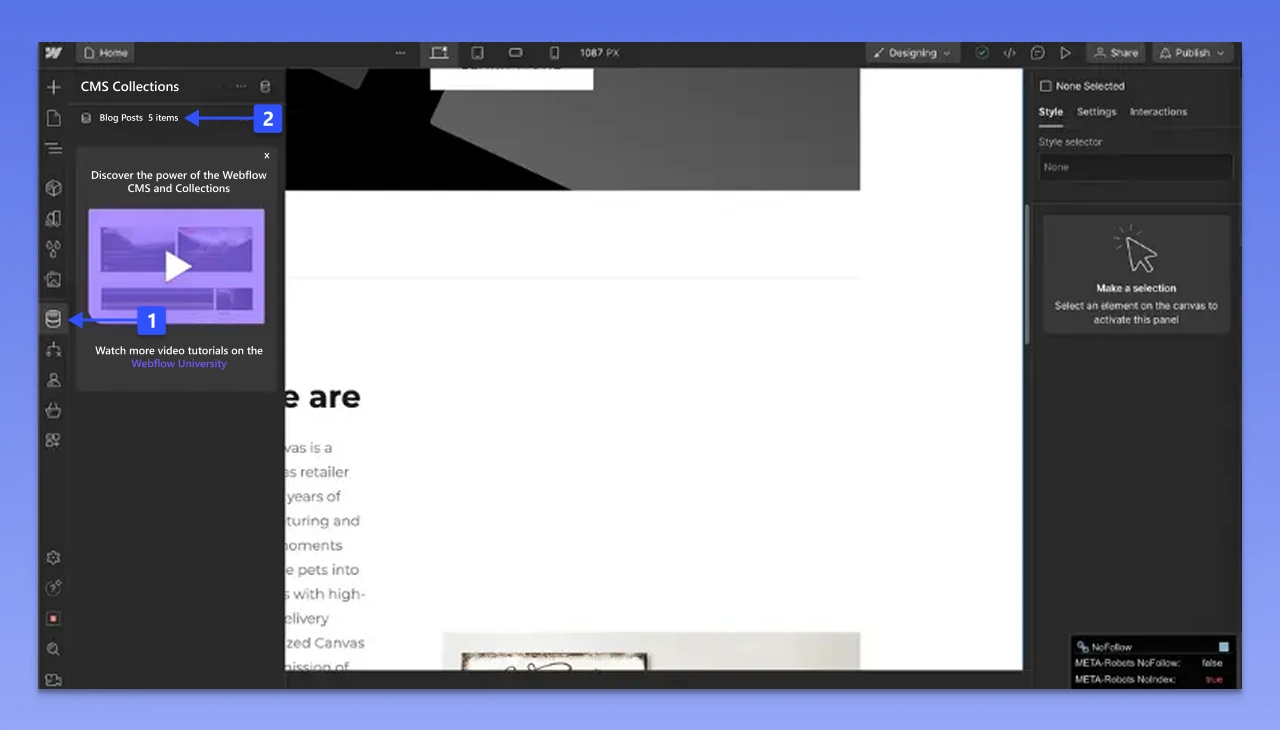 Click on the CMS Collection Option