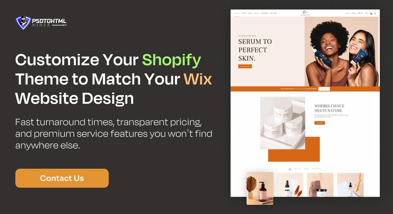 Customize your shopify theme to match your wix website design