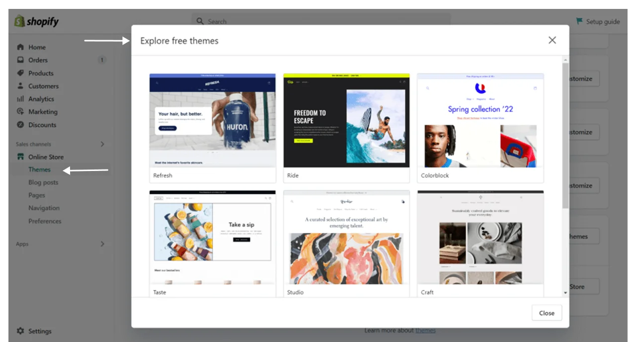 Explore free themes