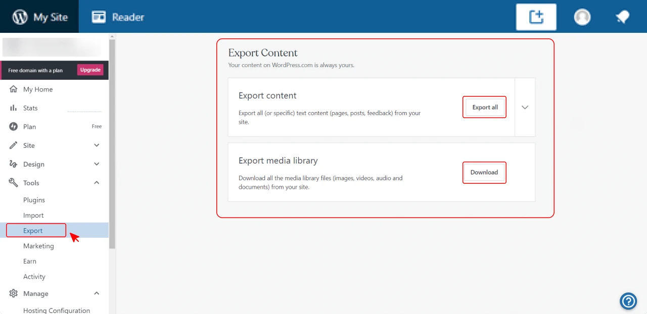 Exporting WordPress Content