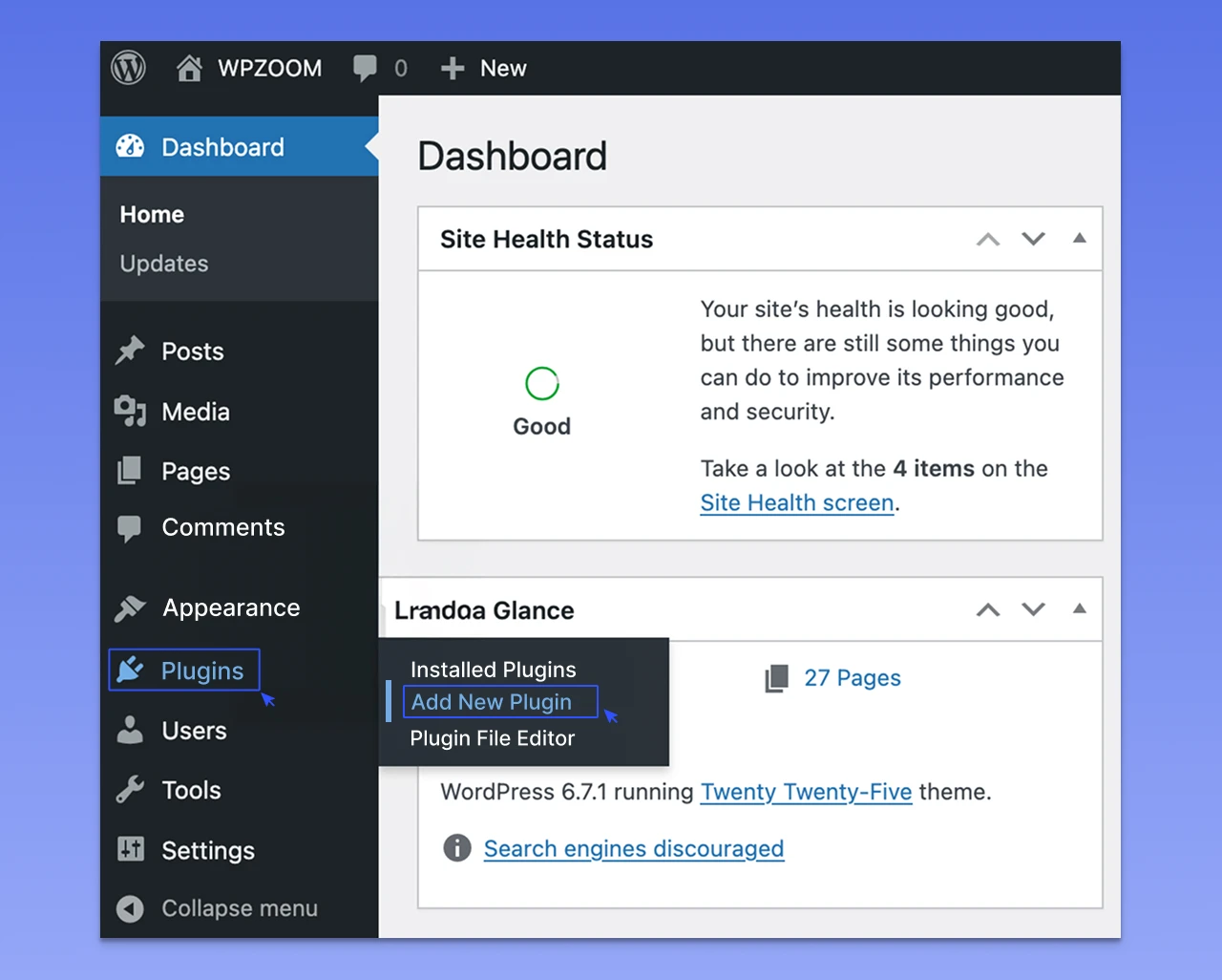 Go to Plugins and click on the Add New Plugin option