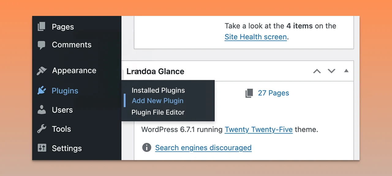 Click on Plugins Add New Plugin