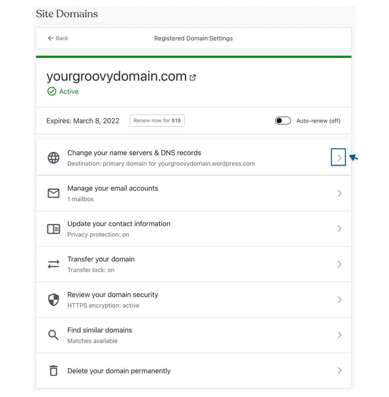 Point the domain to wordpress