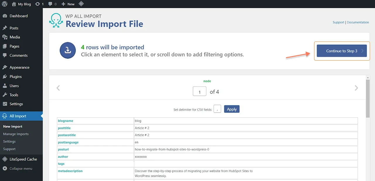 Review import file