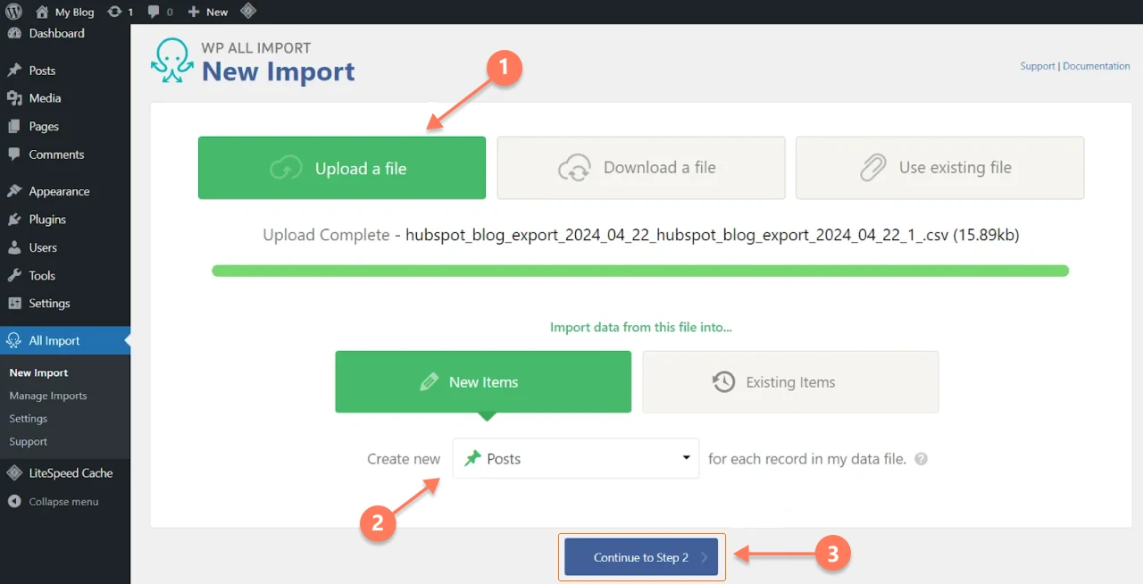Upload the CSV to your plugin