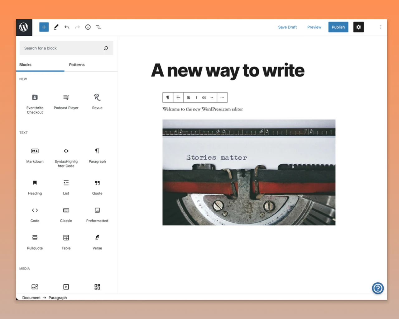 WP editor (Gutenberg)